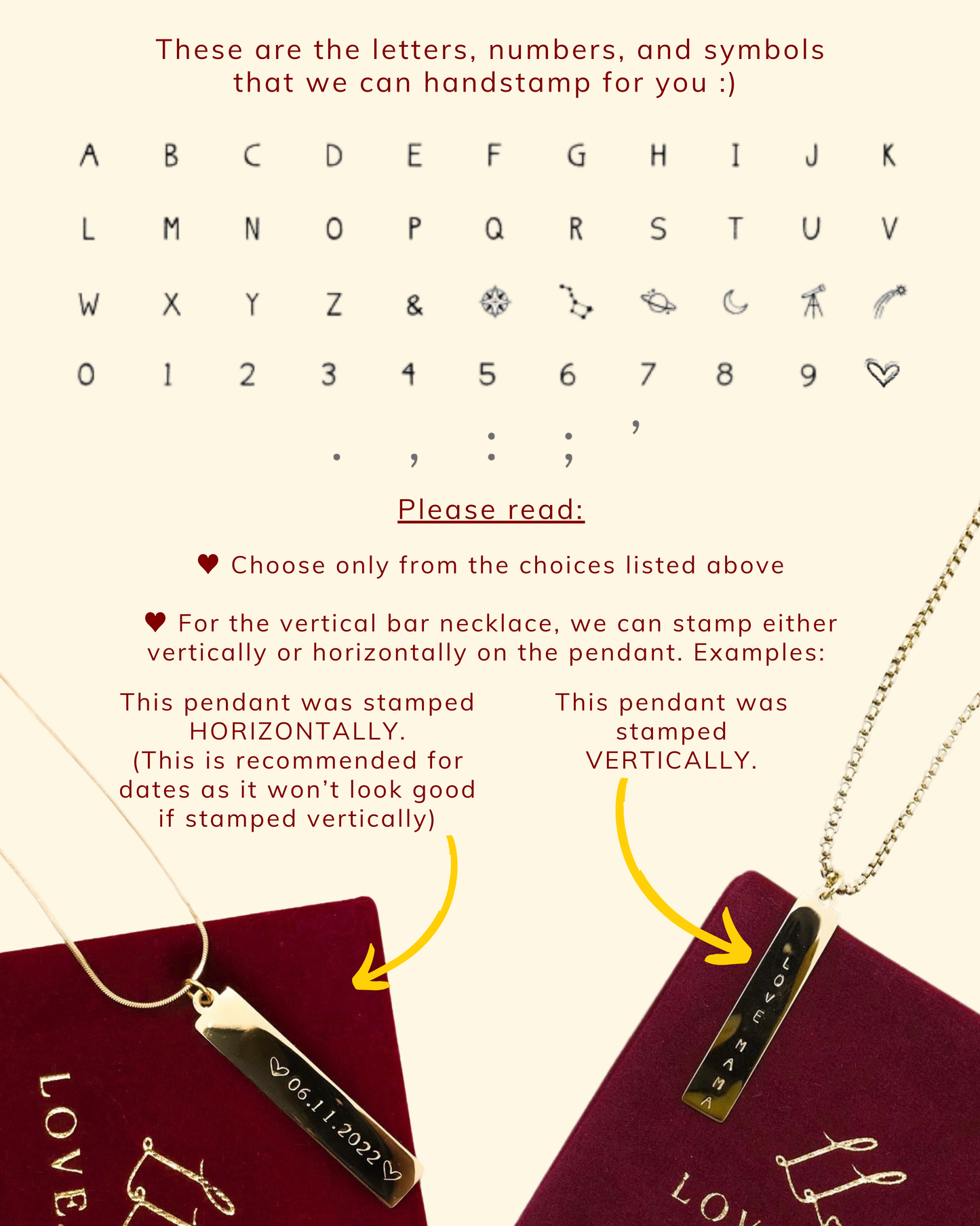 Vertical Bar Personalized Handstamped Necklace