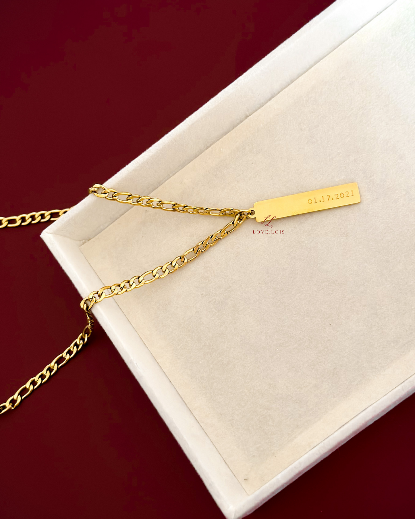 Vertical Bar Personalized Handstamped Necklace