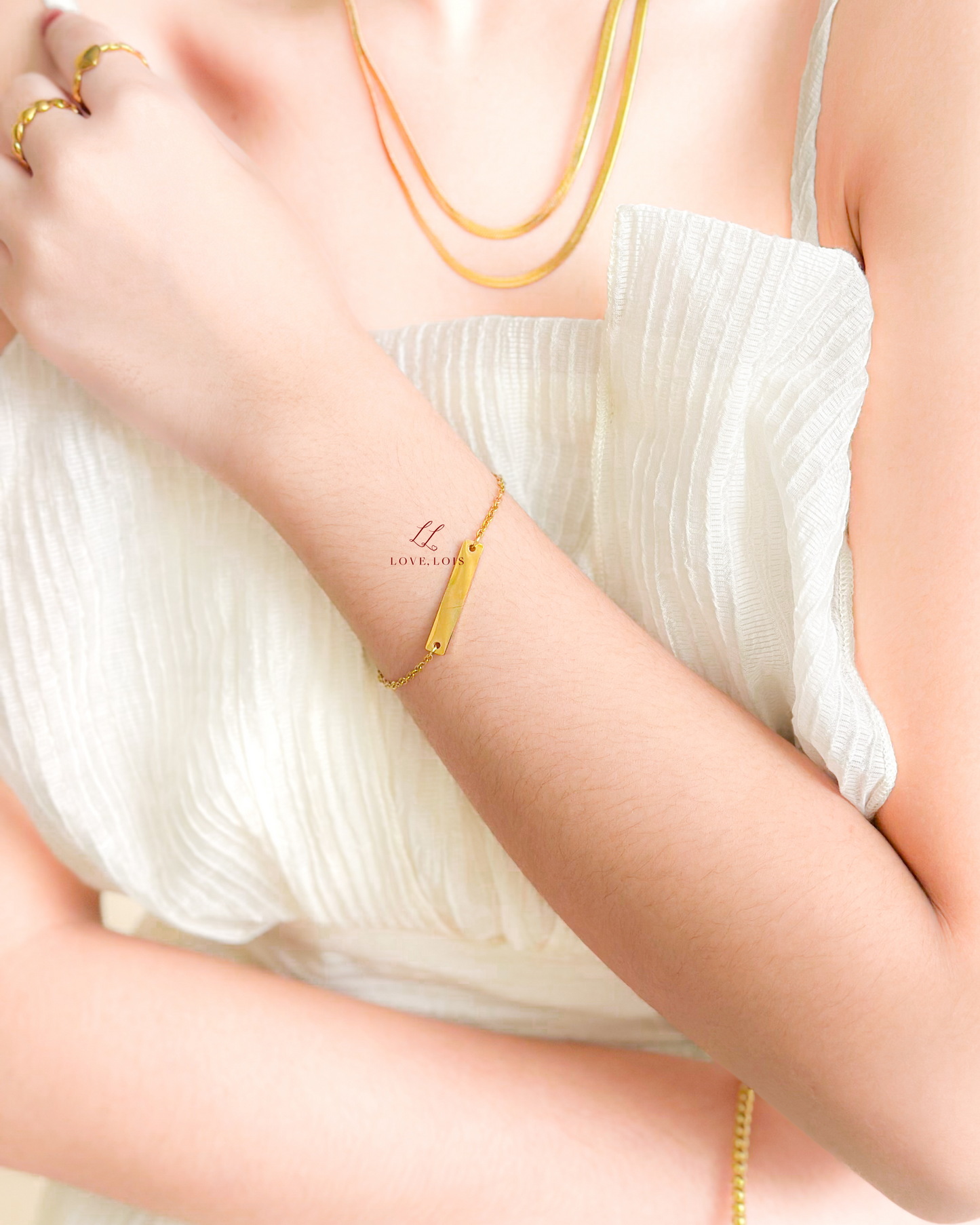 Bar Personalized Handstamped Bracelet