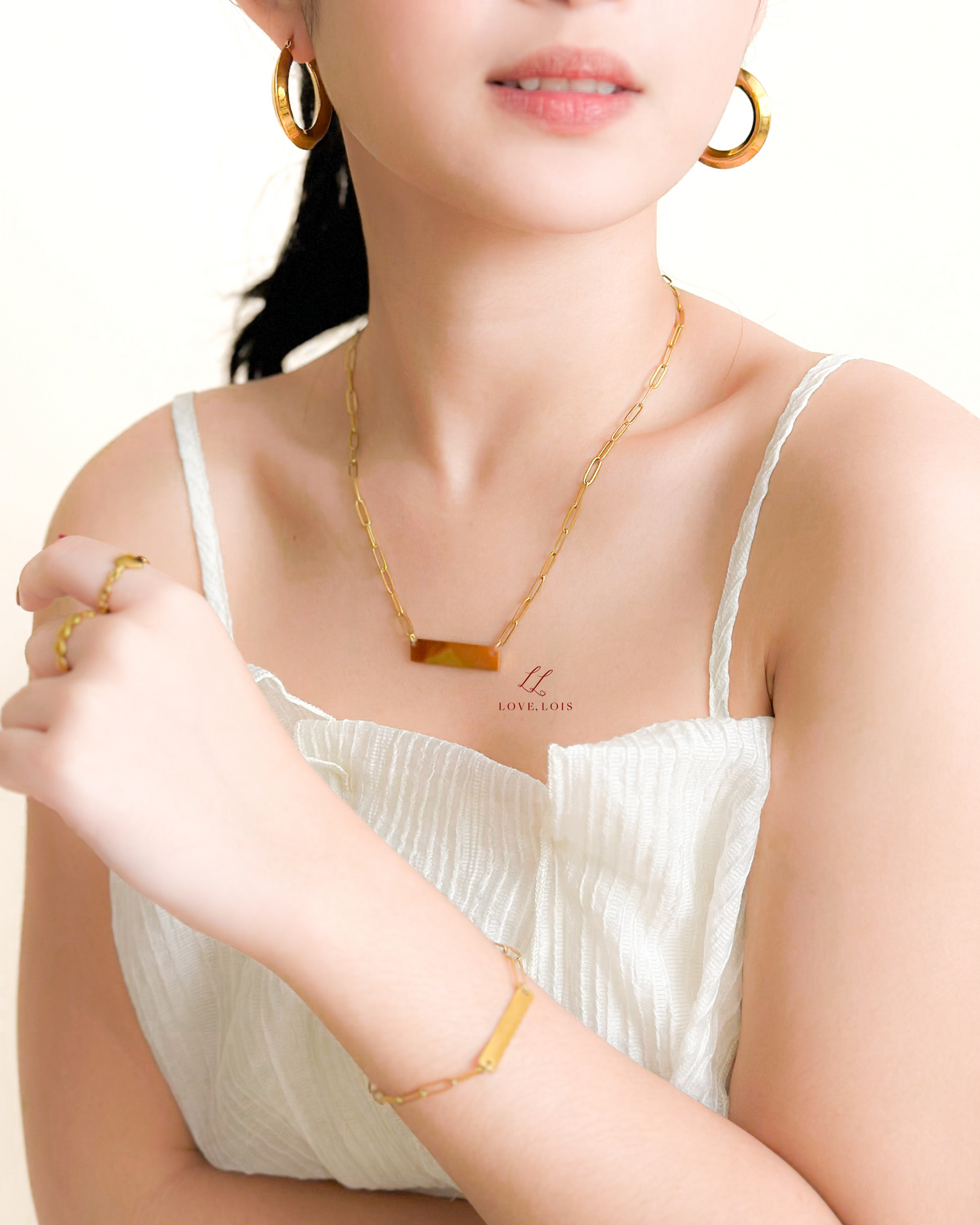 Horizontal Bar Personalized Handstamped Necklace