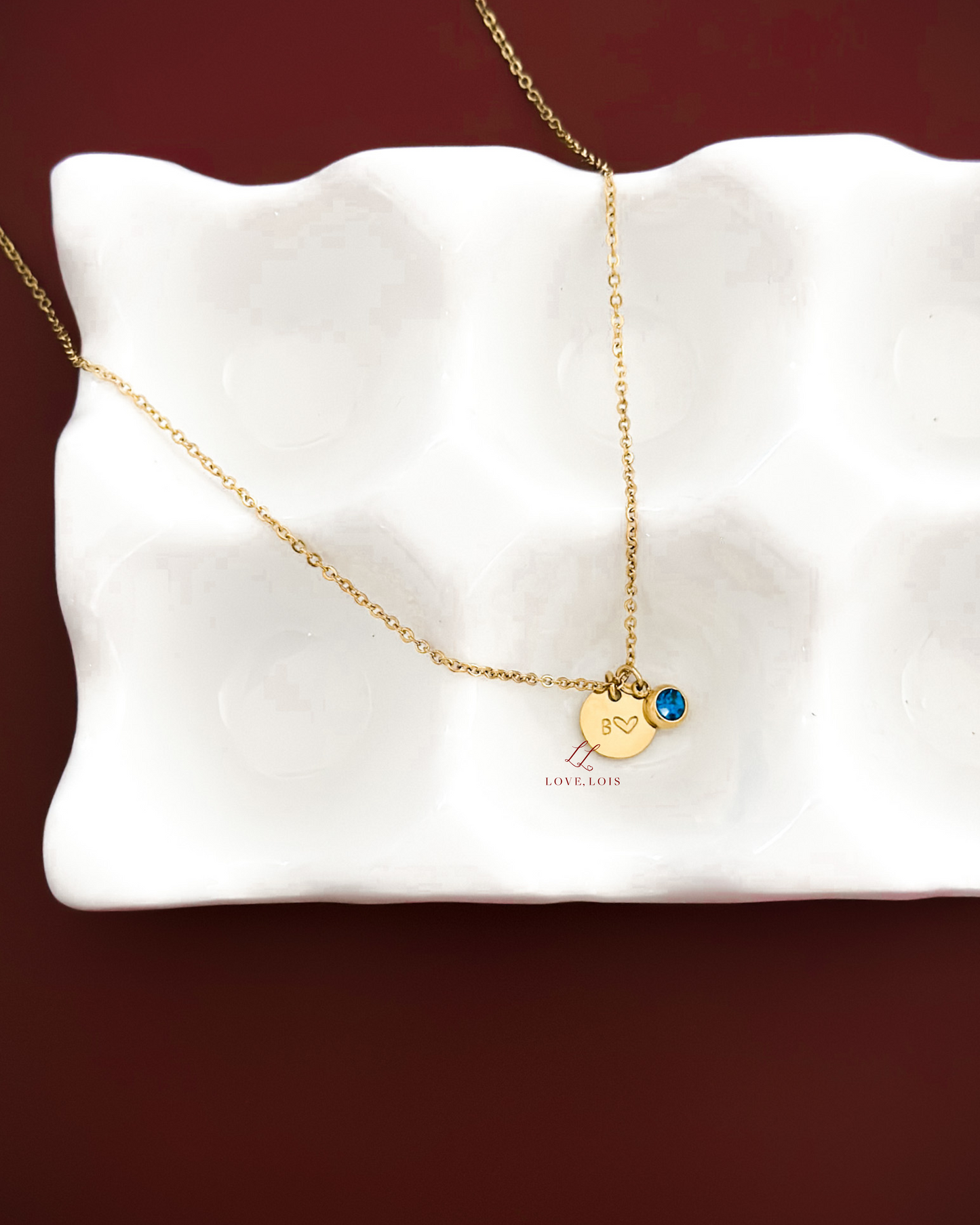 10mm Disc Personalized Handstamped Necklace (With Birthstone)