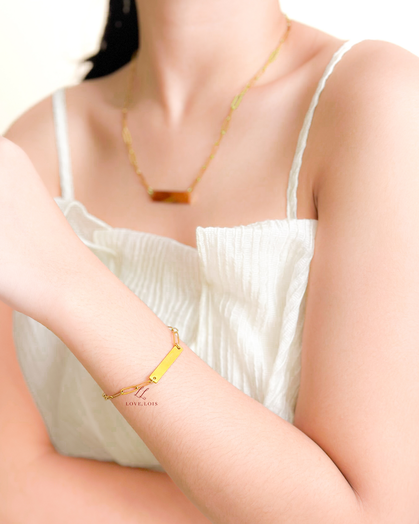 Bar Personalized Handstamped Bracelet