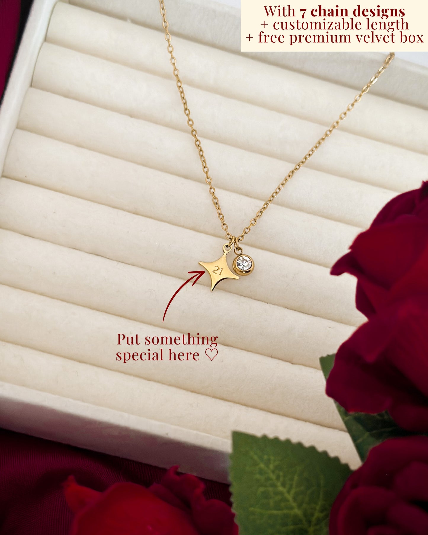 Star Personalized Handstamped Necklace (With Birthstone)