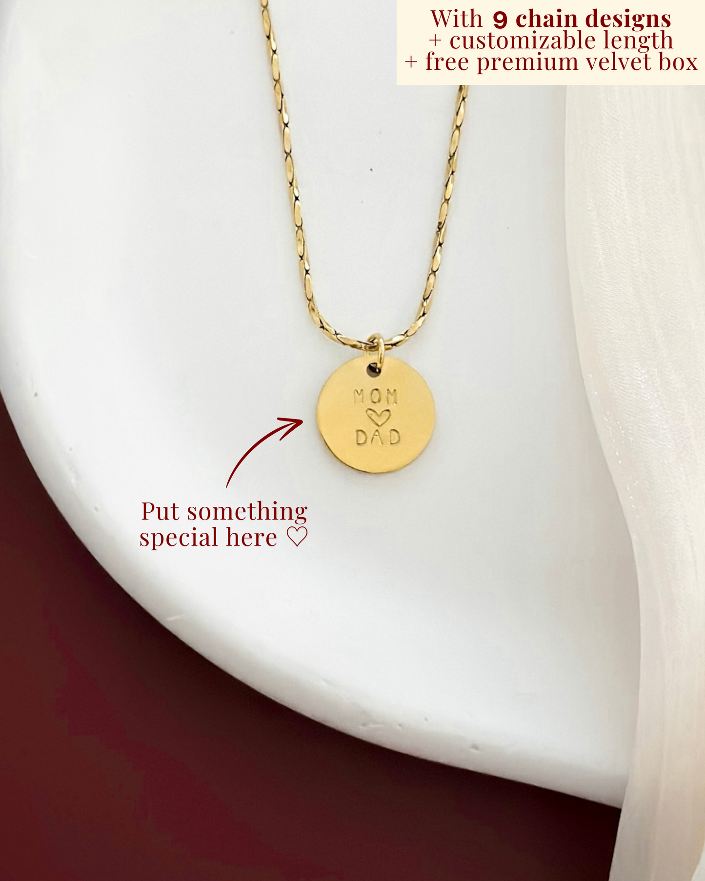 15mm Disc Personalized Handstamped Necklace