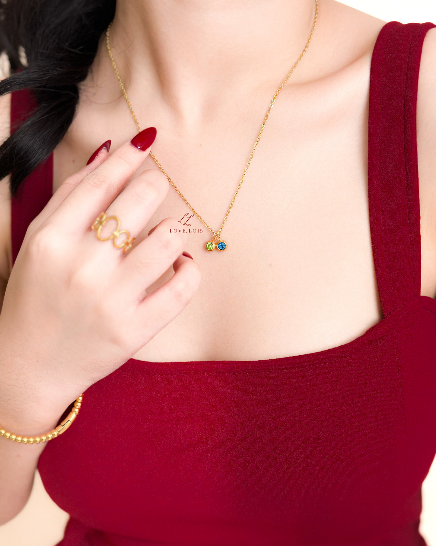 Double Birthstone Necklace
