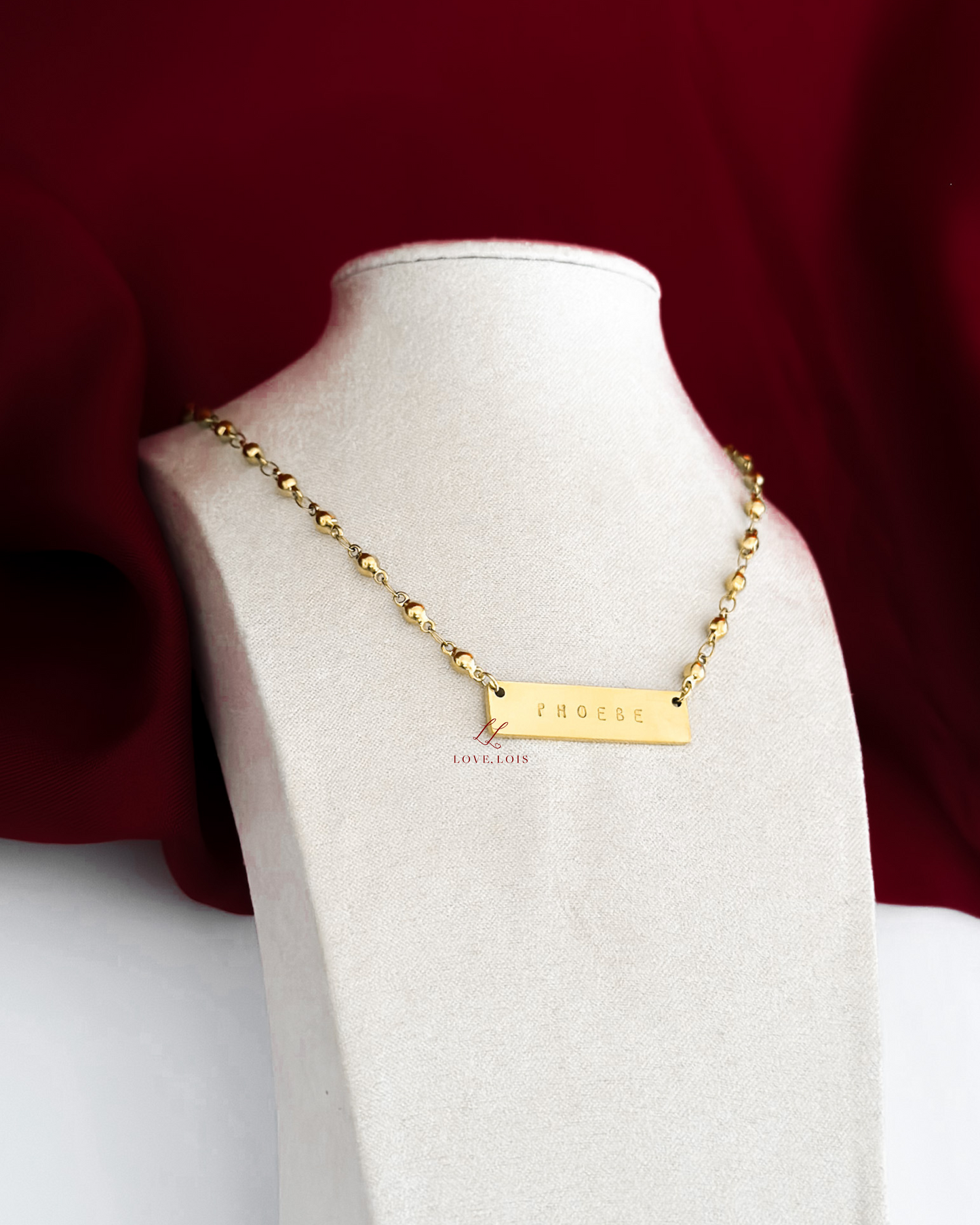 Horizontal Bar Personalized Handstamped Necklace