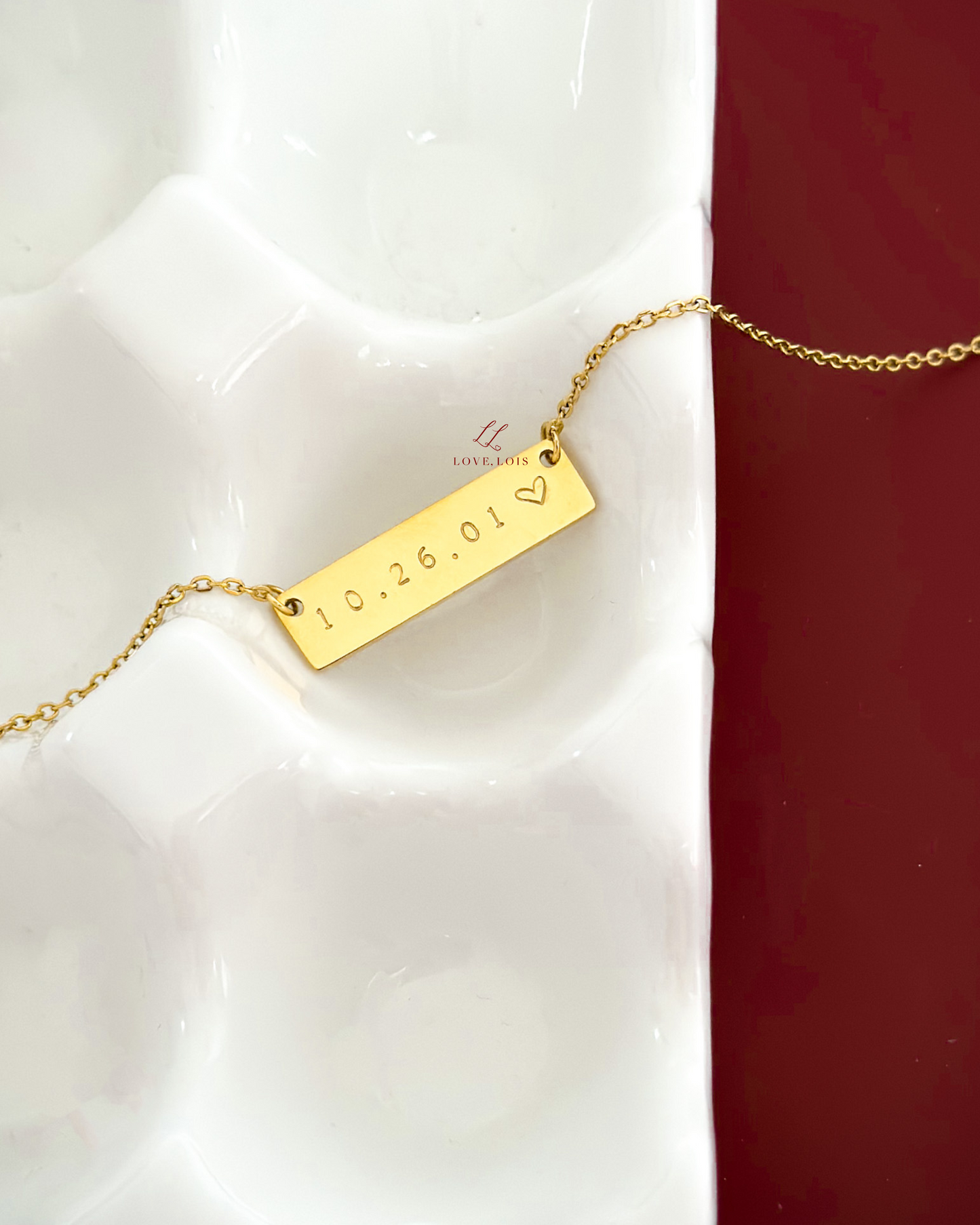 Horizontal Bar Personalized Handstamped Necklace